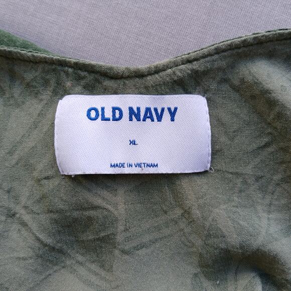 Old Navy Ruffled Cold Shoulder Cami Top XL green palm adjustable straps tropical - Picture 7 of 15